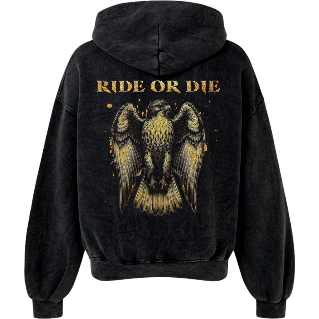 Ride or Die washed oversized zipper